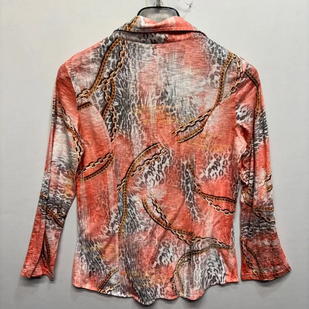David Cline Women Blouse Top Button Down Shirt Size Small D123 -24